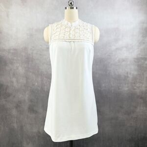 Betsey Johnson‎ Womens Shift Dress Sz 12 Vanilla Frosting 3D Flowers Fairy Bride
